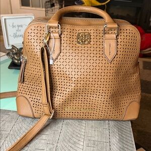 Christian Siriano Tan Perforated Leather Satchel